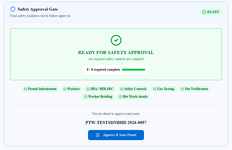 ePTW Safety Approval Gate